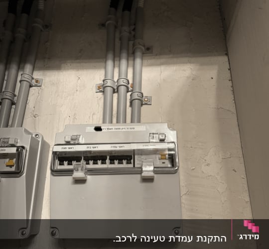לוח חשמל עם חוטים מותקנים על קיר